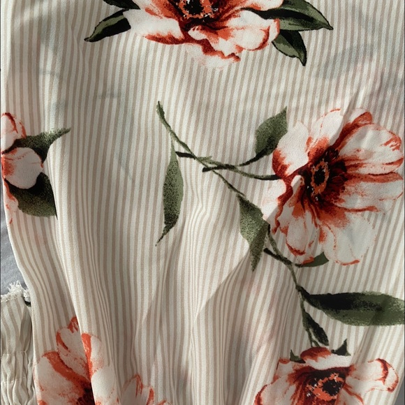 Boutique Off the Shoulder Striped Floral Long Sleeve Top Small - Picture 3 of 4